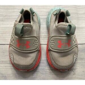 Grey Gray Under Armour UA Slip On Little Girl Toddler Shoes, Size 5